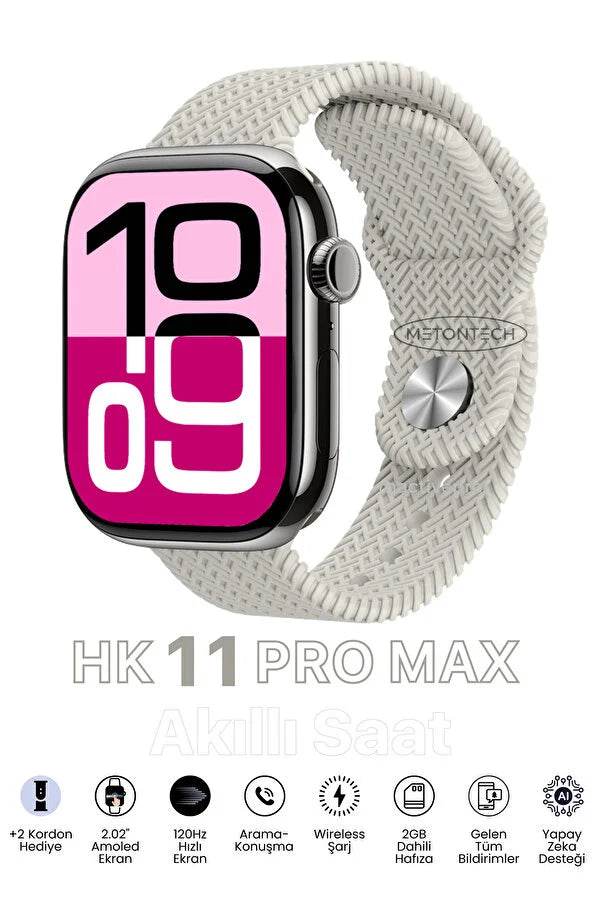 Hk11 pro max amoled ekranlı 45mm çift kordonlu ios android uyumlu akıllı saat - A2T - KolayMagza