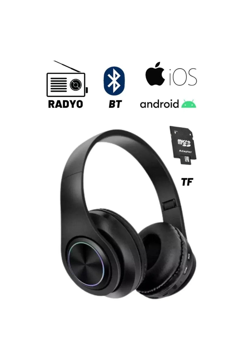 P39 hafıza kartı aux destekli 5,0v bluetooth kafa üstü kulaklık