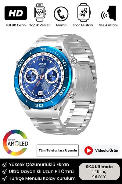 VENANDİN VEGA VN5 PRO – 1,60 İnç Büyük Ekranlı, Çift Kordon Hediyeli Akıllı Saat