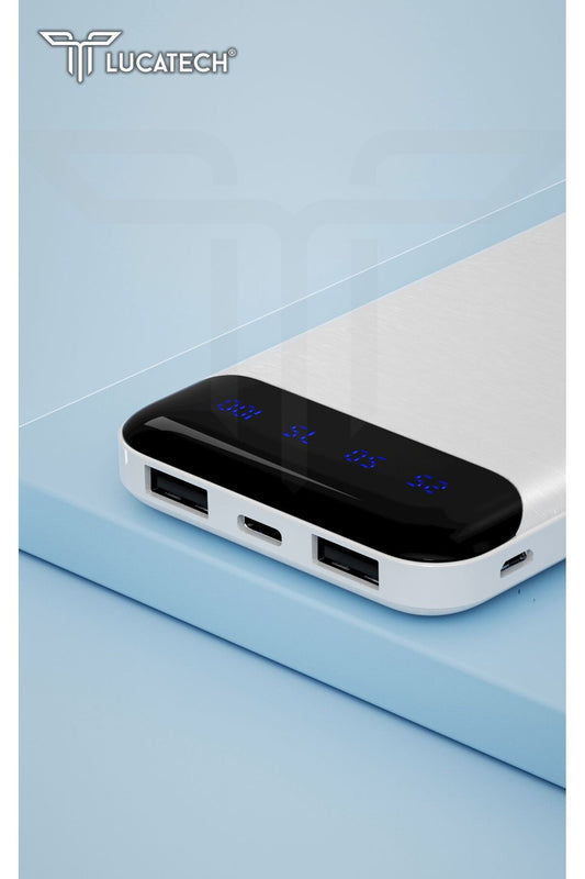 12500 mAh hızlı şarj destekli çift USB ve typeC mikro girişli taşınabilir led göstergeli powerbank lp-503