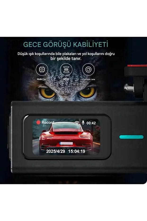 F8 4K Ultra Hd Ekranlı Ön Kamera Video Kaydedici Araç Kamerası Wi-Fi, IR Gece Görüşü, APP Kontrol DashCam - G6S - KolayMagza KM Technology