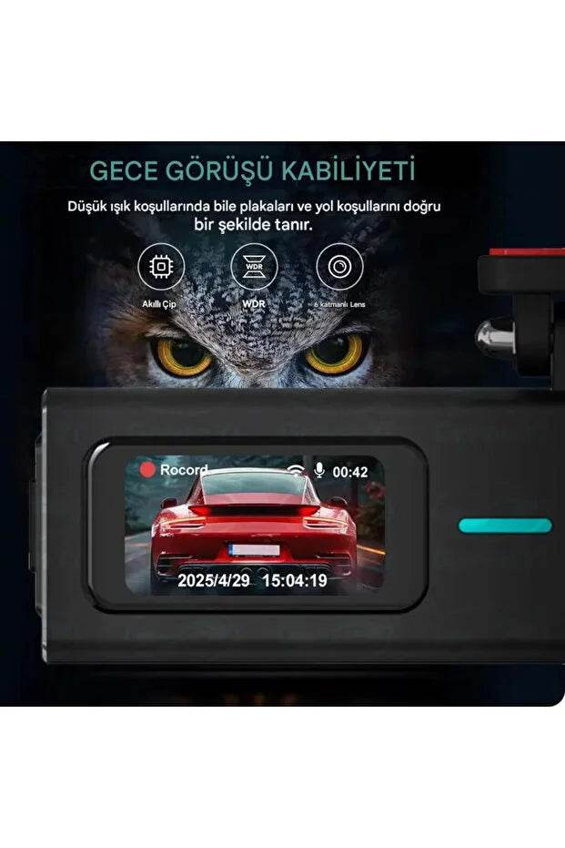 F8 4K Ultra Hd Ekranlı Ön Kamera Video Kaydedici Araç Kamerası Wi-Fi, IR Gece Görüşü, APP Kontrol DashCam - G6S - KolayMagza