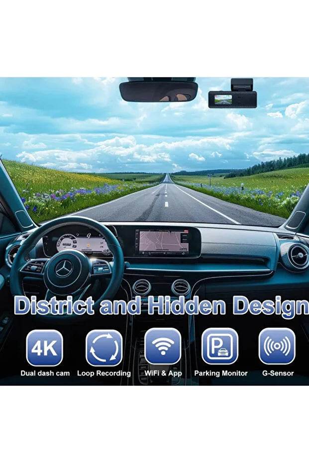 F8 4K Ultra Hd Ekranlı Ön Kamera Video Kaydedici Araç Kamerası Wi-Fi, IR Gece Görüşü, APP Kontrol DashCam - G6S - KolayMagza