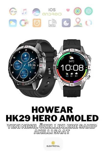 HK29 Hero Amoled Ekran Yuvarlak Akıllı Saat Navigasyon Bluetooth Çağrı Android Ios Uyumlu Saat - A3C - KolayMagza KM Technology
