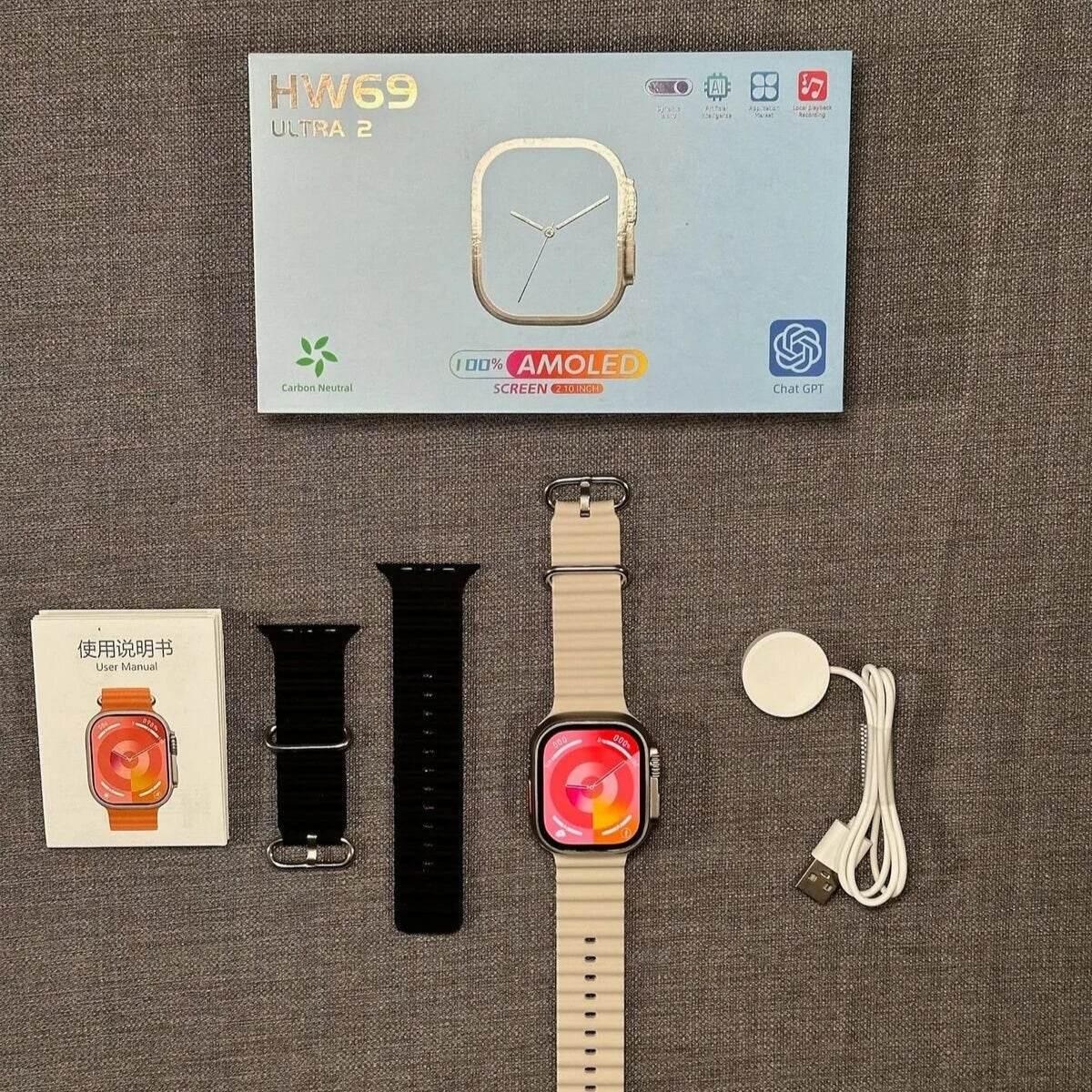 Hw69 ulta2 49mm 2,1 inç amoled ekranlı ios android uyumlu akıllı saat - A3B - KolayMagza KM Technology