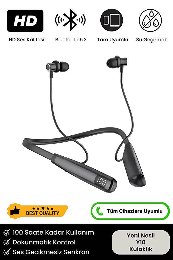 430 saat boyun asmalı spor, sd hafıza girişli led göstergeli mıgnatıslı kulak içi lastikli 5.4v bluetooth kulaklık lt-400 - B2Z - KolayMagza