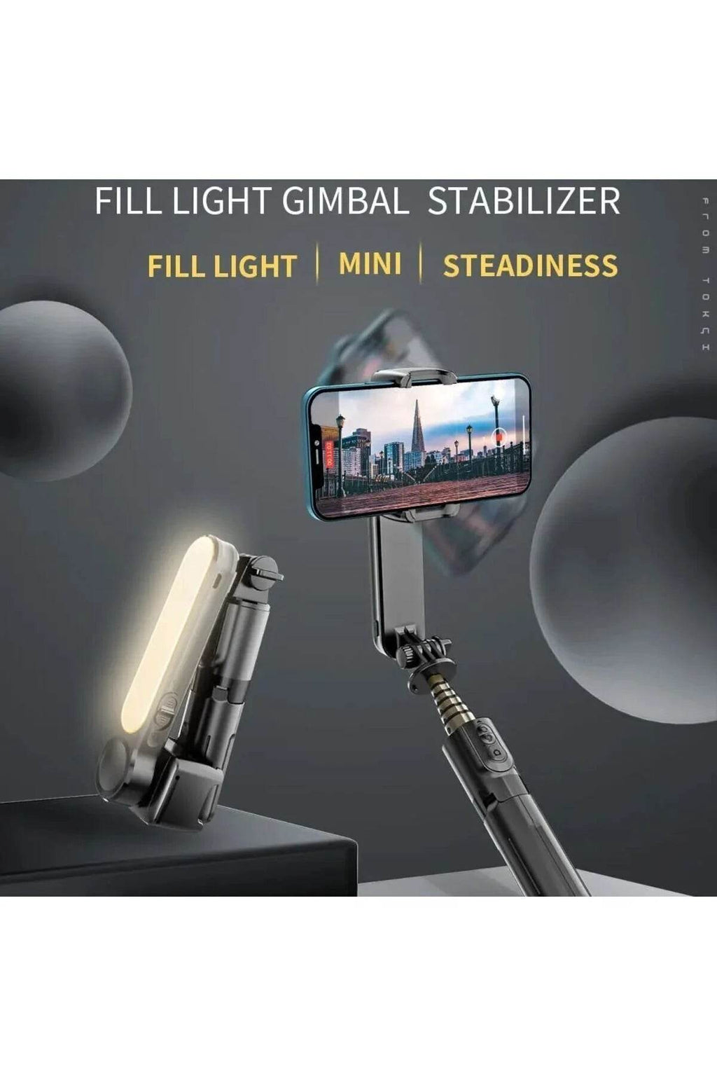 L09 mini gimbal tripod | ışıklı, sabitleyici, kumandalı, ayarlanabilir ayaklı, taşınabilir telefon tutucu - G4K - KolayMagza