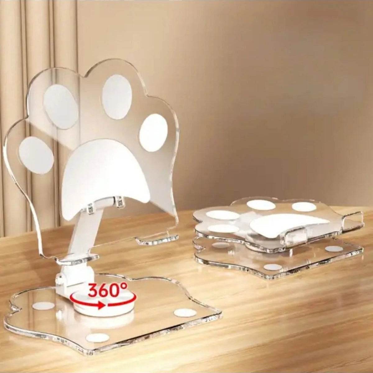 360 döner katlanabilir kedi eli telefon & tablet tutucu | şeffaf ve taşinabilir masa üstü stand - N1İ - KolayMagza