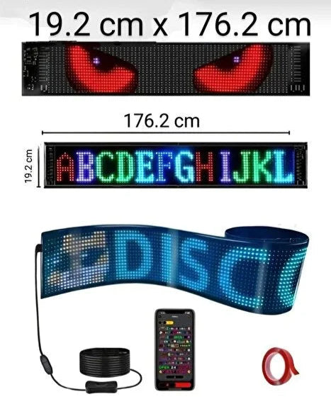 176*19 cm, 16*192 ledli matreix panel dijital ekran led usb çıkışlı kumandalı telefon uygulamadan kotrollü - G6G