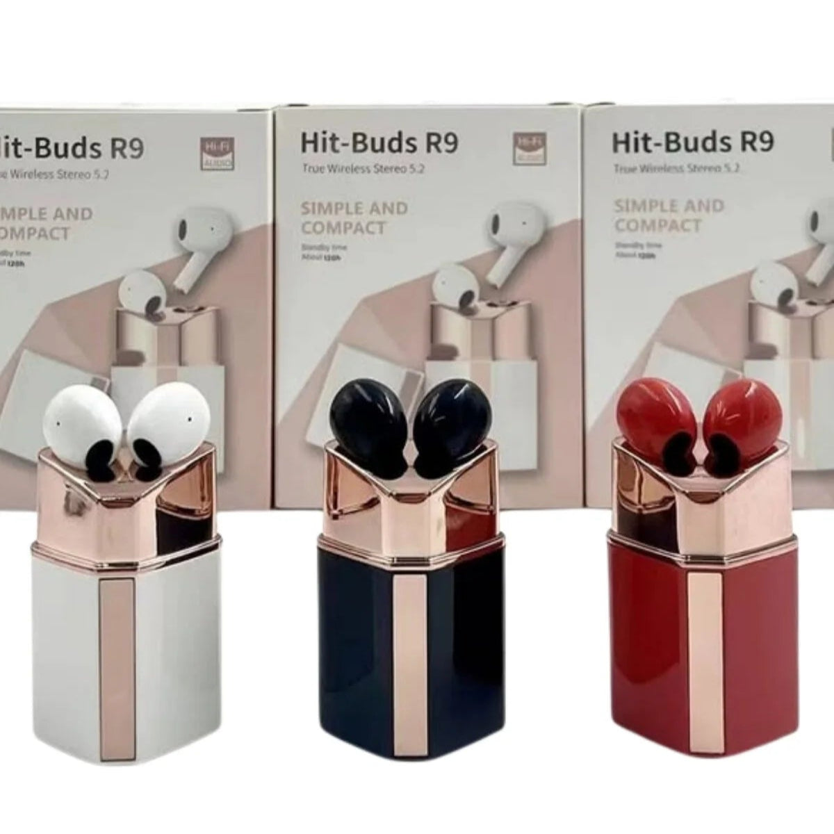 Hit buds r9 5,2v kulak içi mikrofonlu, kızlar için ruj şekli bluetooth kulaklık - B3J