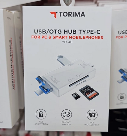 USB/OTG Hub Type-C - PC ve Akıllı Telefon Uyumlu, Çok Fonksiyonlu Kart Okuyucu Adaptör YD-40