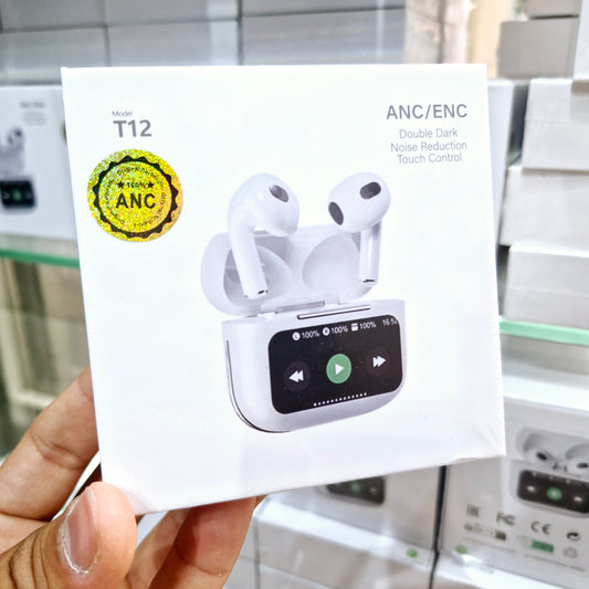 Ekranlı airpods 4.nesil ANC dokunmatik bluetooth kulaklık T12