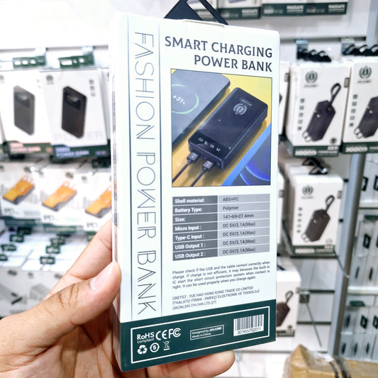 20,000 mah çift usb çıkışlı led göstergeli mikro ve typeC girişli powerbank jn12