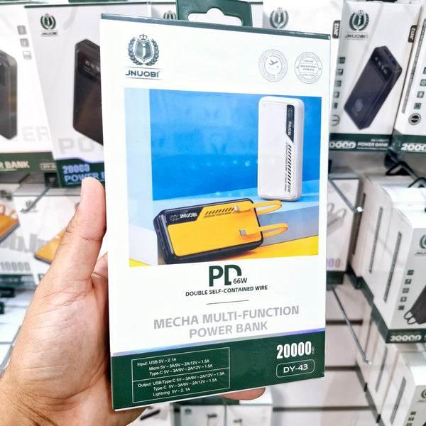 20,000 mAh with Lightning Type C cable, PD fast 66W supported LED indicator power bank DY-43