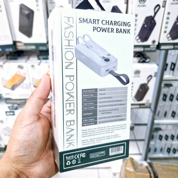 30,000 mah kendisinden lightning typec kablolu hızlı 22,50w destekli led göstergeli typec usb çıkışlı powerbank jq-86 - P1R - KolayMagza