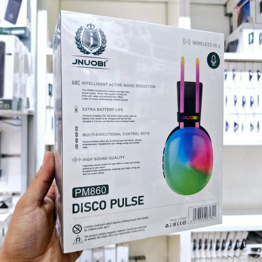 disco pulse rgb ışıklı mikrofonlu ANC 10saat pil ömürlü kafa üstü kulaklık pm860