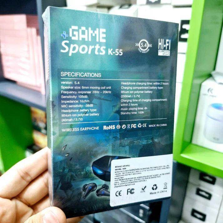 K55 kulak içi oyuncu led ışıklı mikrofonlu dokunmatik 5.0v gecikmesiz bluetooth kulaklık - B1T - KolayMagza