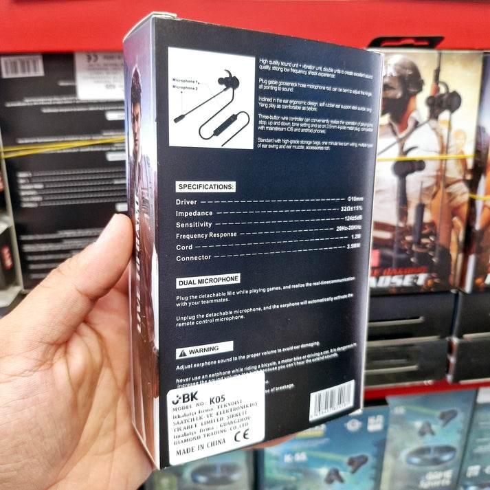 K05 çift mikrofonlu mikrofonlu oyuncu kulak içi kablolu kulaklık