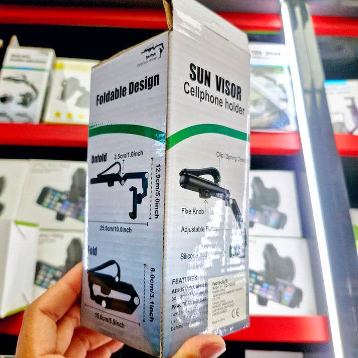 Güneşlik vizore takılan katlanabilir vakumlu araç içi telefon tutucu cz-70202 - R2D - KolayMagza