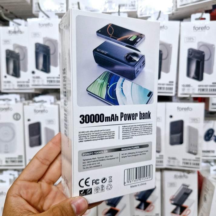30,000 mah kendisinden 4 kablolu 4 çıkışlı 22,50w hızlı şarj destekli led göstergeli powerbank ck-103