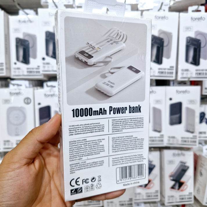 10.000 mah dahili kablolu, led göstergeli 22,5w hızlı şarj destekli taşınabilir powerbank kx-110 - P1G - KolayMagza