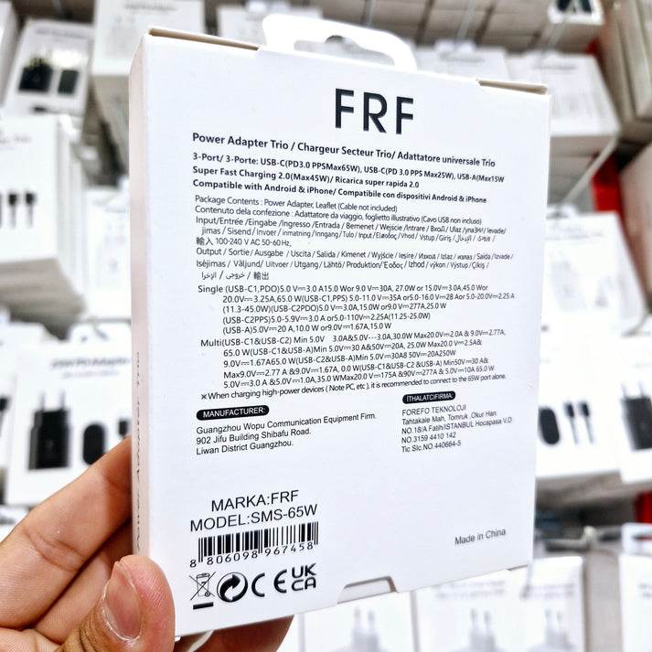 Logosuz 65w trio 3ü1 arada (typec 65w + typec 25w + usb 15w) çıkışlı adaptör ve typec to typec kablo hızlı şarj seti - S1Z - KolayMagza
