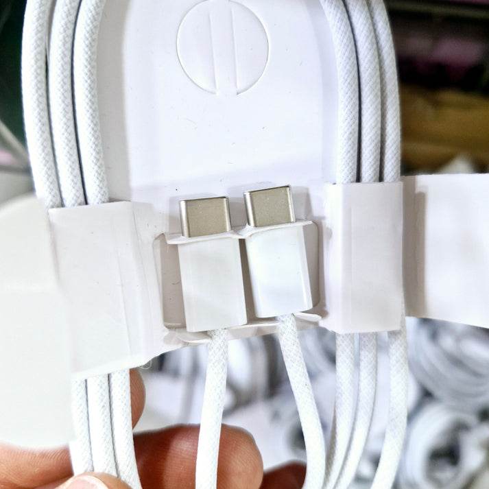 Kutusuz typeC to typeC hasır örgülü hızlı şarj destekli 1 metre şarj kablo iphone 16 pro max uyumlu - S3N - KolayMagza