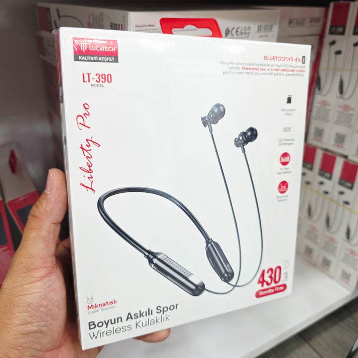 430 saat boyun asmalı spor, sd hafıza girişli led göstergeli mıgnatıslı kulak içi lastikli 5.4v bluetooth kulaklık lt-400 - B2Z - KolayMagza