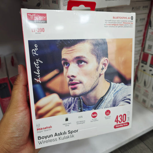 430 saat boyun asmalı spor, sd hafıza girişli led göstergeli mıgnatıslı kulak içi lastikli 5.4v bluetooth kulaklık lt-400 - B2Z