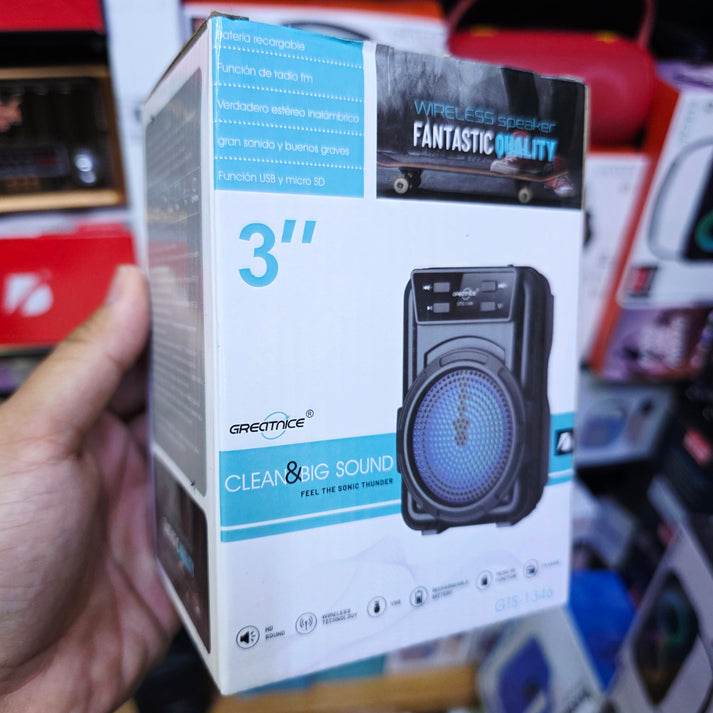 Fm-Sd Kart Usb Girişli Işıklı Ses Bombası Bluetooth Hoparlör Gts-1346 - H3D - KolayMagza