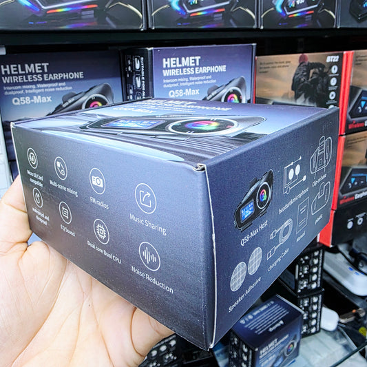Q58 max fm radyo destekli suya dayanıklı gürültü azaltma özellikli intercom motorcu bluetooth kulaklık - G5İ
