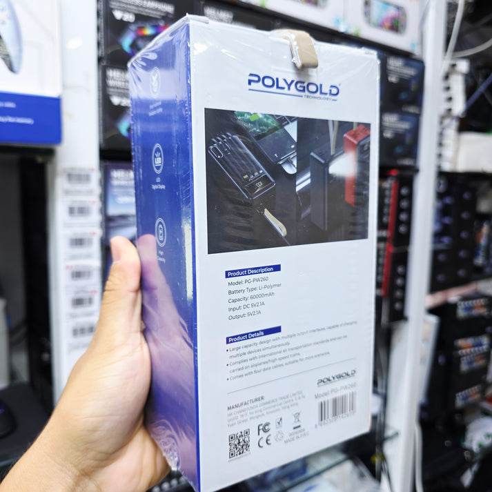 60,000 mah 2,1A 4 usb çıkışlı kendisinden kablolu powerbank pg-pw260 - P1X - KolayMagza