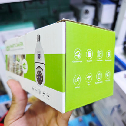 Wifi panorama Çift camera mikrofonlu 360 derece döner led ışıklı gece görüşlü full hd ampul kamera - G5J
