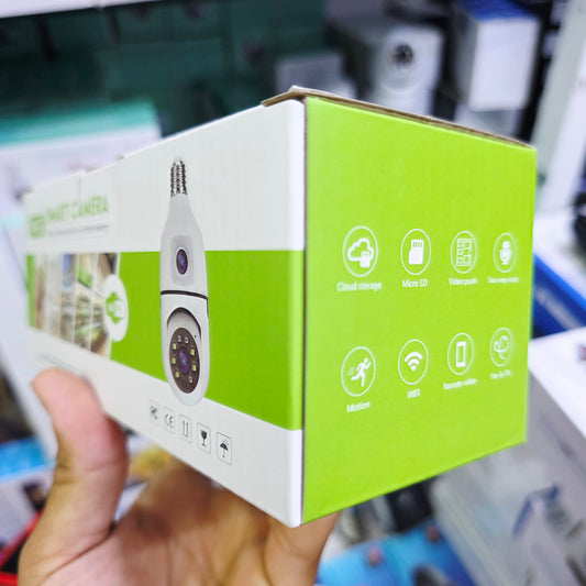 Wifi panorama Çift camera mikrofonlu 360 derece döner led ışıklı gece görüşlü full hd ampul kamera - G5J