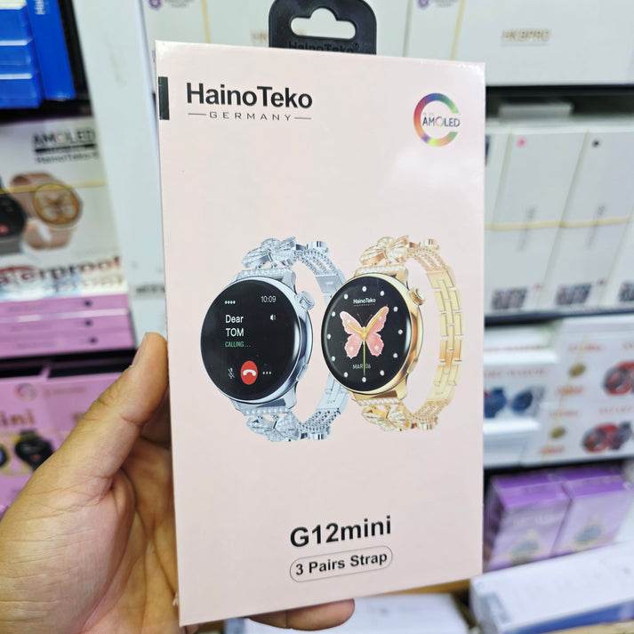 G12 mini amoled yuvarlak ekranlı 3 kordonlu kadınlara özel akıllı saat - A2P - KolayMagza