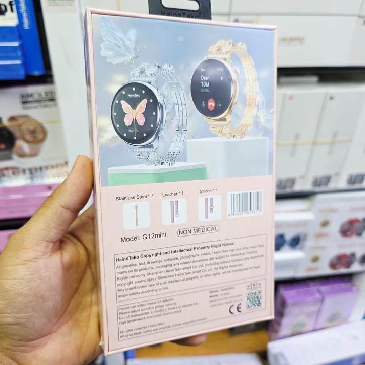 G12 mini amoled yuvarlak ekranlı 3 kordonlu kadınlara özel akıllı saat - A2P - KolayMagza