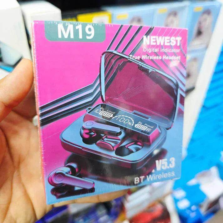 M19 mikrofonlu led göstergeli dokunmatik fenerli kulak içi powerbank özellikli bluetooth kulaklık - B1O - KolayMagza