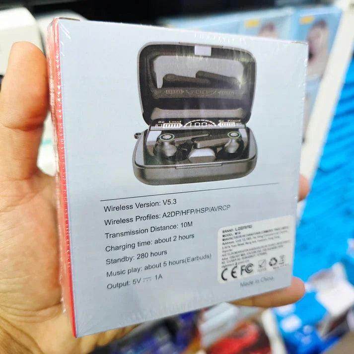 M19 mikrofonlu led göstergeli dokunmatik fenerli kulak içi powerbank özellikli bluetooth kulaklık - B1O - KolayMagza