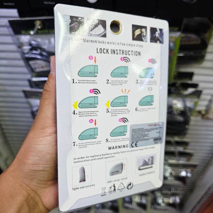 Alarm disc lock motosiklet teker kilidi suya dayanıklı alarmlı kolay kurulum tn-1404 - G5M - KolayMagza