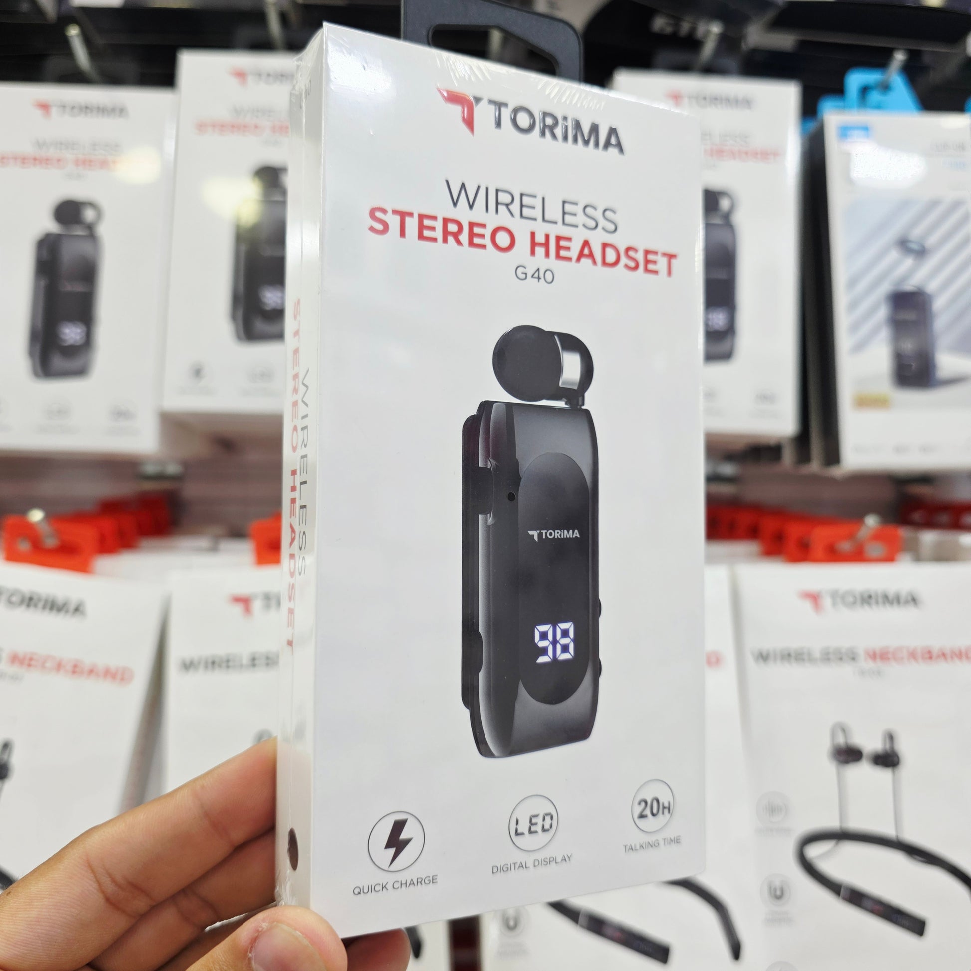 Makaralı tek kulaklık mikrofonlu led göstergeli 20saat konuşma süreli stereo bluetooth kulaklık - B3B
