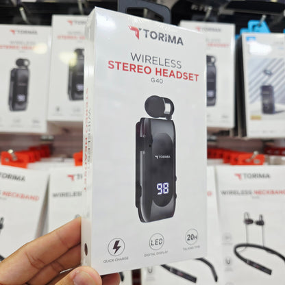 Makaralı tek kulaklık mikrofonlu led göstergeli 20saat konuşma süreli stereo bluetooth kulaklık - B3B