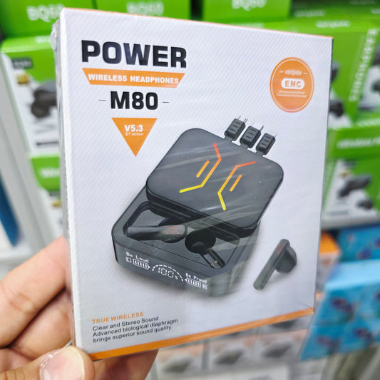M88 Şarj Göstergeli 2000 mah kendisinden kablolu Powerbank Özellikli Bluetooth Kablosuz Kulakiçi Kulaklık - B3E
