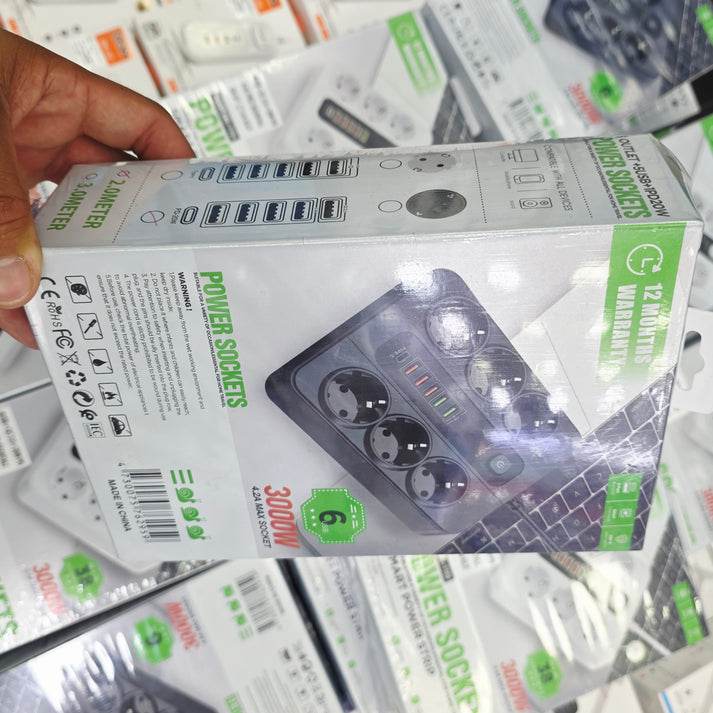 6 prizli 5 usb + 20w pd AC priz sigortalı on off çocuk kilitli dayanıklı 3000W - G6B - KolayMagza