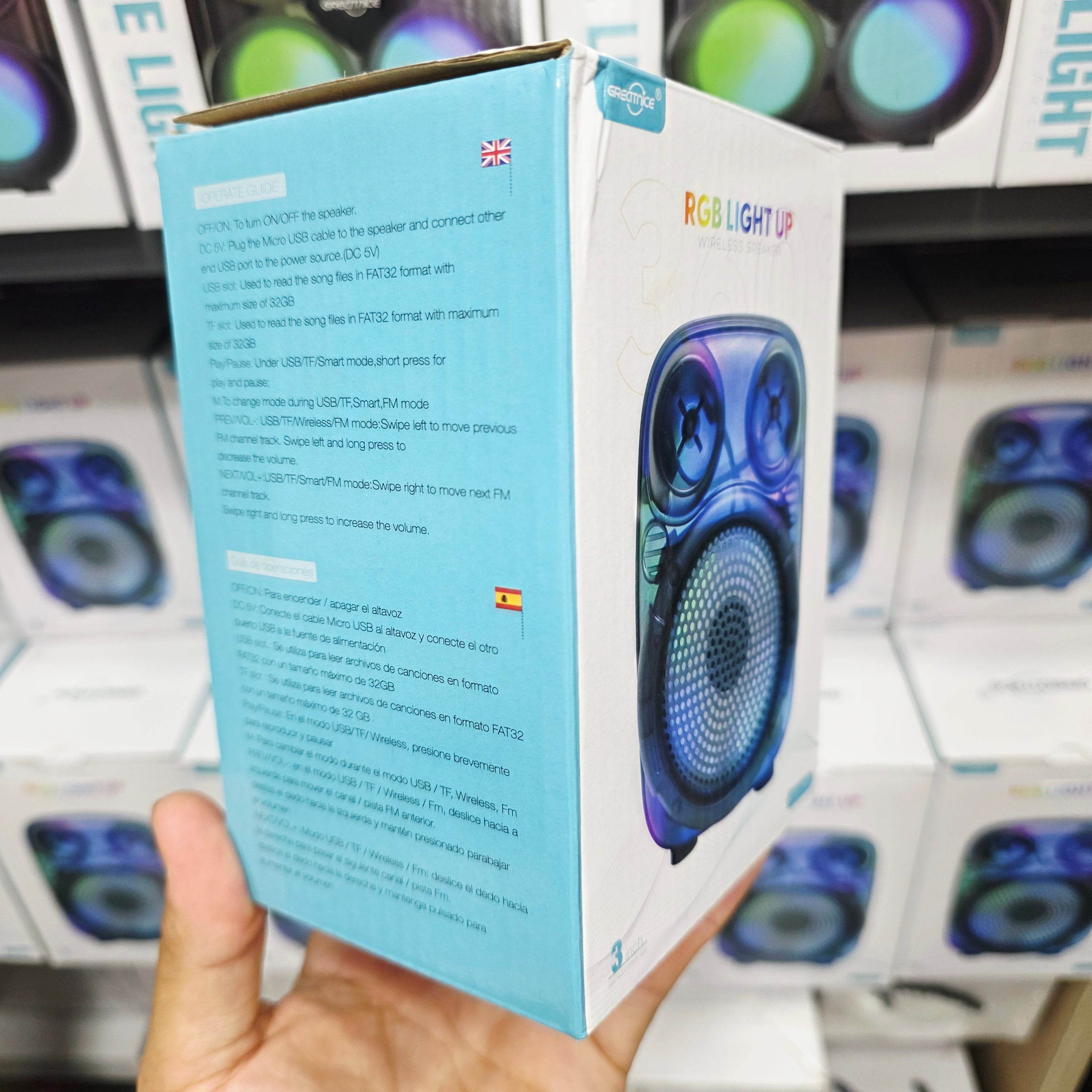 Gts-2166 rgb ışıklı 3 inç fm radio usb hafıza kart destekli 5W kablosuz Bluetooth hoparlör - H3J - KolayMagza