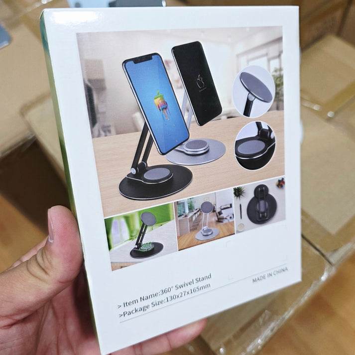 360 derece döner ayarlanabilir katlanabilir metal masa üstü mıgnatıslı telefon tablet tutucu - N1Q - KolayMagza