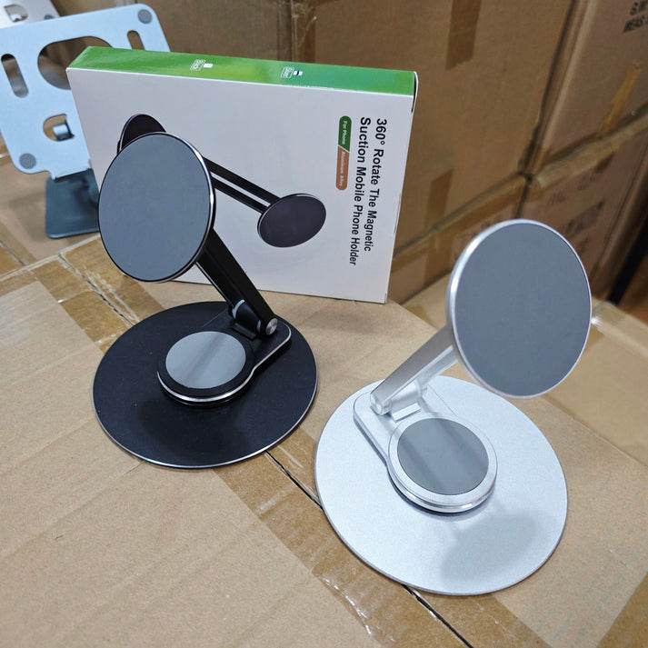 360 derece döner ayarlanabilir katlanabilir metal masa üstü mıgnatıslı telefon tablet tutucu - N1Q - KolayMagza