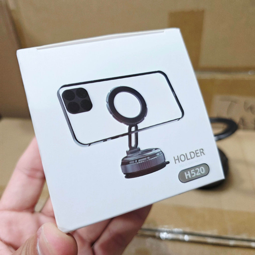 H520 vantuz emişli magnetik magsafeli telefon tutucu 360 derece döner ayarlanabilir açılı araç içi telefon tutucu - R2K - KolayMagza