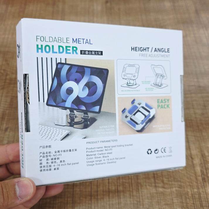 Foldable metal tablet stand | 360° döner, katlanabilir ayarlanabilir tutucu | tüm tablet modelleri ile uyumlu - N1L - KolayMagza