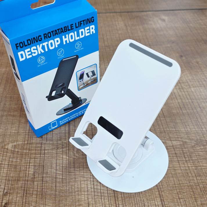 Metal tabanlı 360 derece döner ayarlanabilir katlanabilir masa üstü telefon tablet tutucu - N1U - KolayMagza