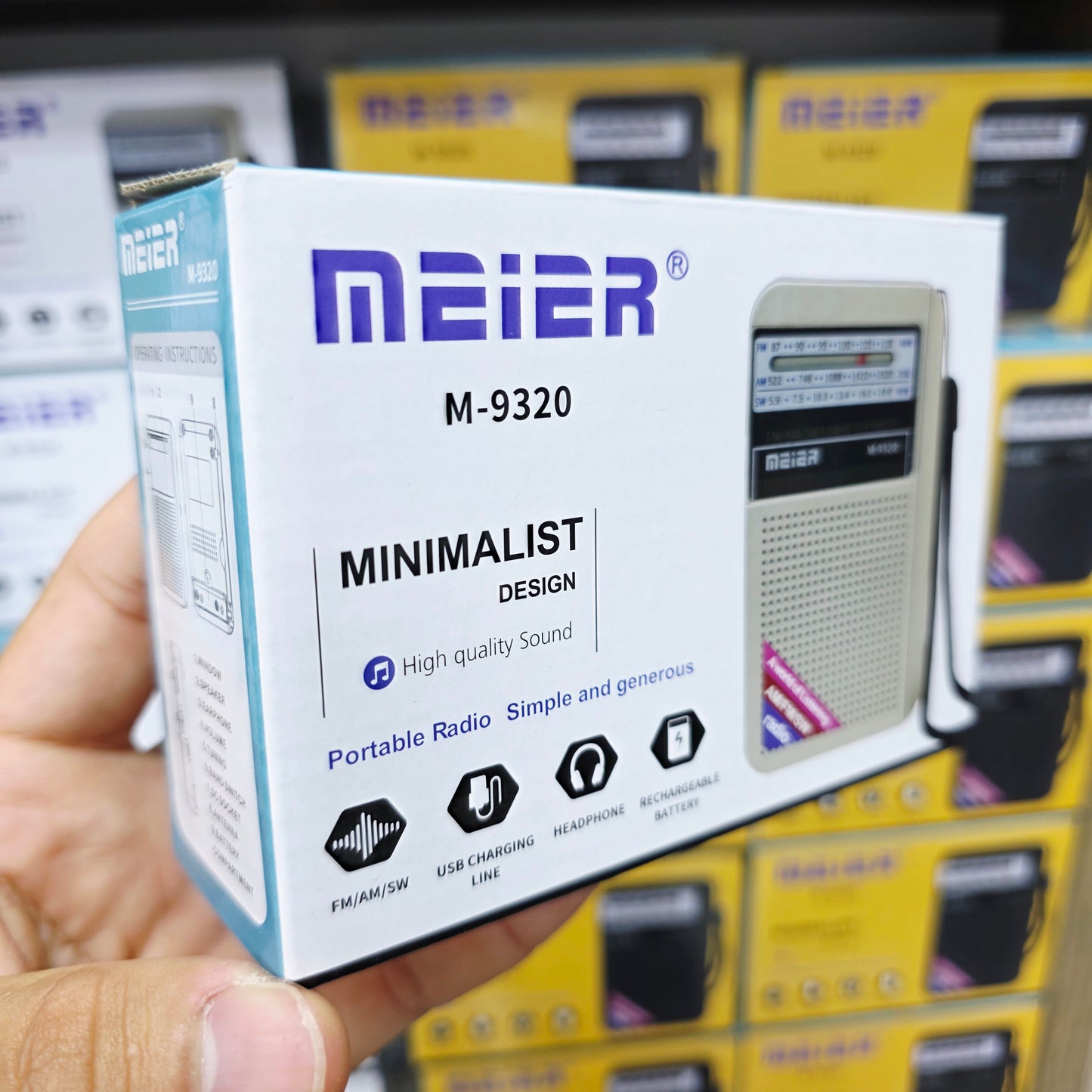 Meier m-9320 minimalist cep radyo fm/am/sw usb sarj edilebilir kulaklık takılabilir - H3K